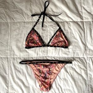 VintageY2K Victoria Secret Pink Paisley Bikini Set